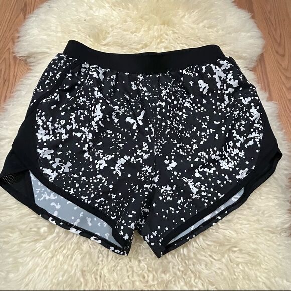Under Armour Black and White Splatter Print Running Shorts XS - Picture 1 of 4